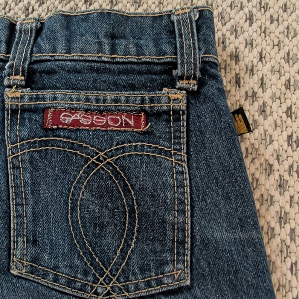 VTG 70s Sasson Blue Jeans 26x24 Cropped Hem High Rise Dark Wash Talon Zipper EUC - Picture 15 of 16